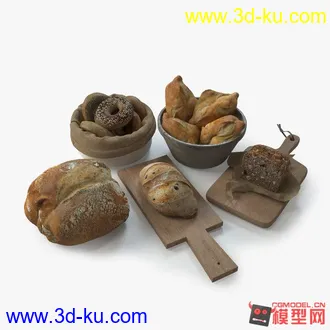 3D打印模型精模面包+贴图+材质球~下载~的图片
