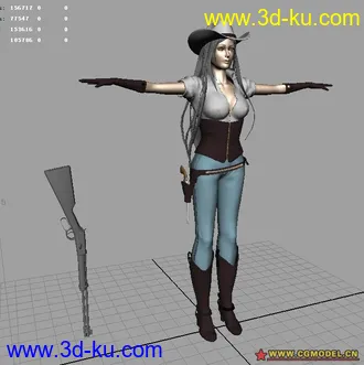 3D打印模型自己做的一个牛仔女郎~~拿来大家分享下（精摸）的图片