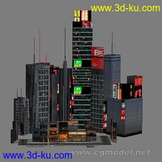 3D打印模型游戏场景---候车停和高楼大厦的图片