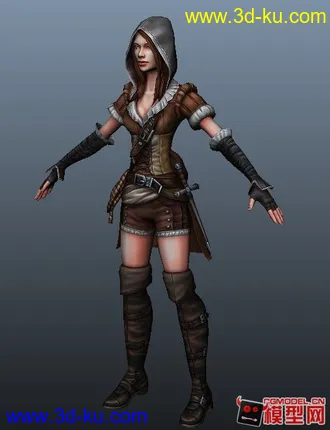 3D打印模型一个很漂亮的次世代女盗贼的图片