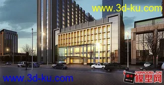 3D打印模型一条漂亮的街道,现代建筑的图片