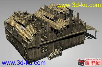 3D打印模型一座破旧仓库（带贴图）的图片