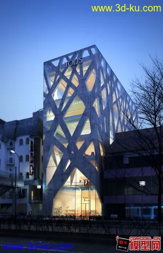 3D打印模型网状建筑 商业 完整场景 有贴图的图片