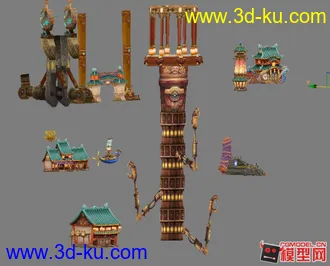 3D打印模型东方q版风格建筑，贴图精度还不错的图片