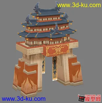 3D打印模型东方古建筑城门的图片