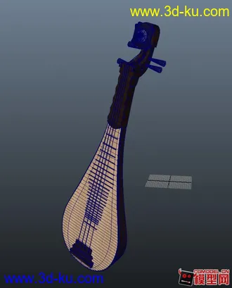 3D打印模型maya琵琶建模 导出obj通用格式 有材质的图片