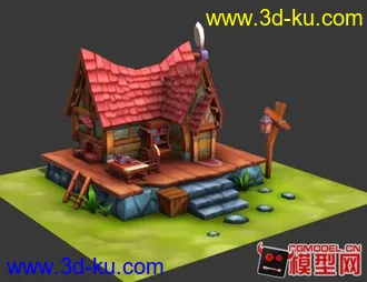 3D打印模型一Q版小木屋。的图片