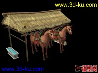 馬棚帶馬匹模型的图片