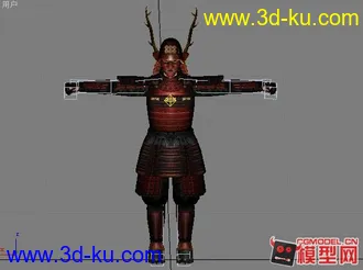 3DMAX 红色日本武士铠甲模型 有绑定的图片