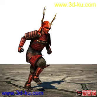 3DMAX 红色日本武士铠甲模型 有绑定的图片
