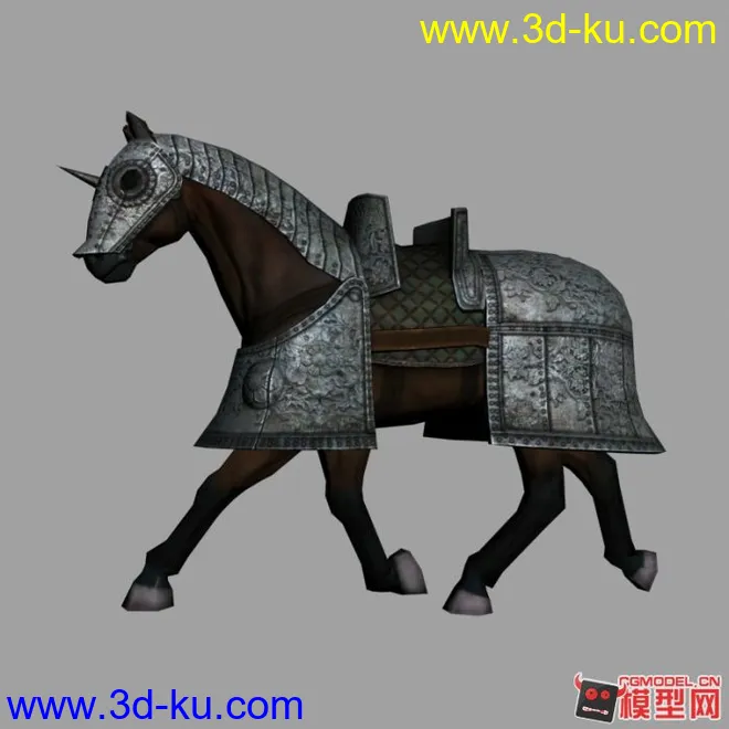 3DMAX 中世纪重甲战马 绑定模型的图片2