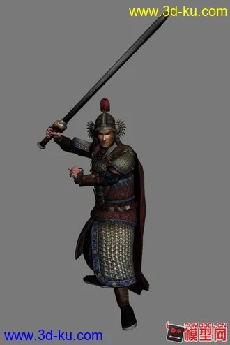 3D打印模型3DMAX 宋凤翅盔山纹甲武将 绑定的图片