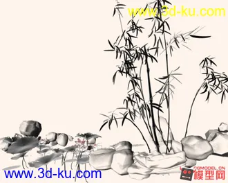 瞧一瞧看一看了！水墨荷花有材质有动画！模型免费下！的图片