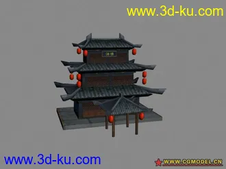 3D打印模型练习做的古建---酒楼的图片