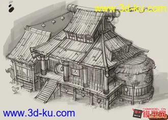 3D打印模型魔兽熊猫人场景-半山旅店的图片