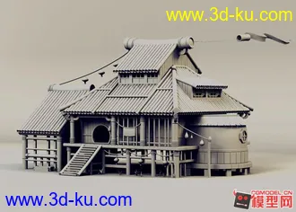 3D打印模型魔兽熊猫人场景-半山旅店的图片