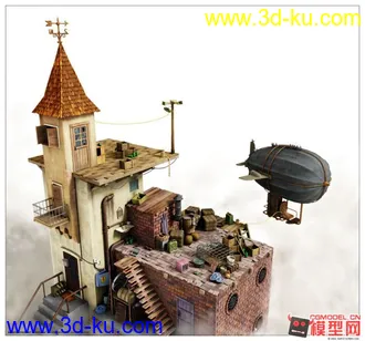 3D打印模型废弃机场----Maya场景带材质带贴图带渲染效果图的图片