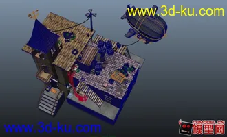 3D打印模型废弃机场----Maya场景带材质带贴图带渲染效果图的图片