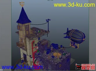 3D打印模型废弃机场----Maya场景带材质带贴图带渲染效果图的图片