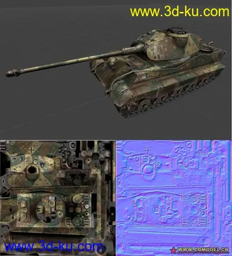 3D打印模型二战虎王坦克次时代低模的图片