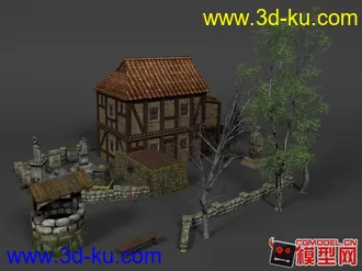 3D打印模型中世纪房屋带贴图和部件的图片