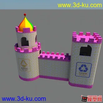 3D打印模型城堡垃圾桶的图片