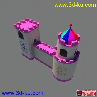 3D打印模型城堡垃圾桶的图片
