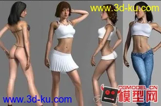 高精女人模型(带骨骼绑定表情动画)的图片