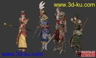 3D打印模型王者世界四个男性角色的图片