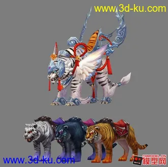 3D打印模型坐骑-四只老虎的图片