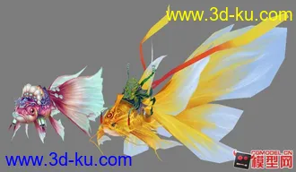 3D打印模型两只漂亮的金鱼的图片
