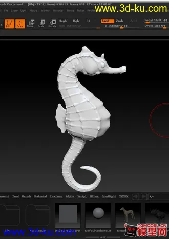 3D打印模型刚学了Zb，闲来无事练了一下，小海马的图片
