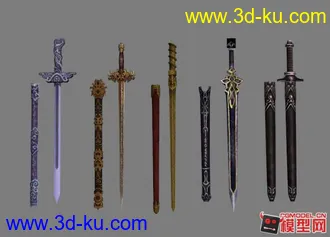 3D打印模型五把流行蝴蝶剑的图片