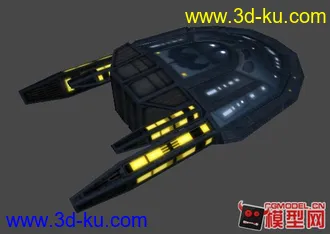 3D打印模型3DMAX 半碟形飞船（ 科幻飞船）载具的图片