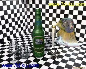 3D打印模型以前的作业练习,2个小杯子一个啤酒瓶~的图片