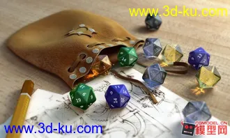 3D打印模型好看的一个静物小场景筛子背包铅笔的图片