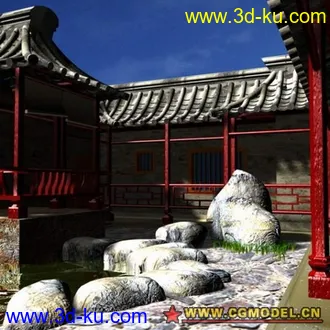 一个中式院落场景模型的图片