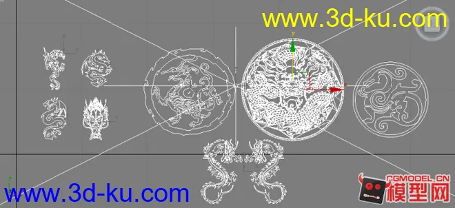 中式龙纹浮雕装饰模型的图片2