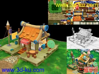 3D打印模型学习做的Q版场景。。请大神指出的图片