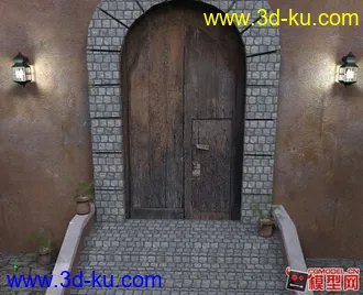 3D打印模型Castledoor 大宅门 OBJ带贴图的图片