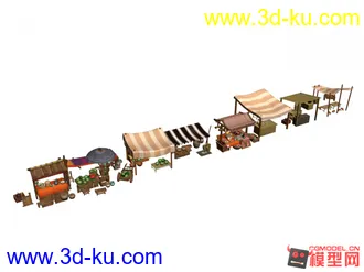3D打印模型网上搜集的还有自己做的一些，街道摊贩。的图片