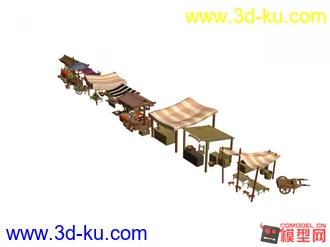 3D打印模型网上搜集的还有自己做的一些，街道摊贩。的图片