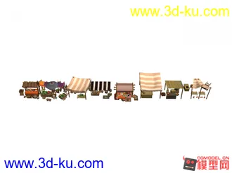 3D打印模型网上搜集的还有自己做的一些，街道摊贩。的图片