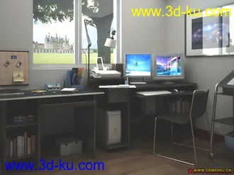 3D打印模型一张书房场景的图片