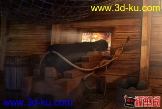 3D打印模型发一个航海时代帆船的炮仓场景的图片