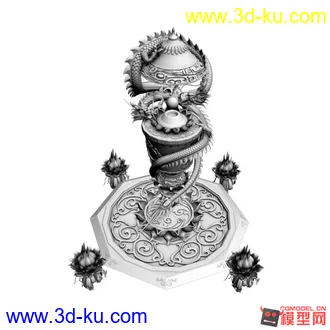 3D打印模型双龙戏珠柱子  OBJ格式新手上传的图片
