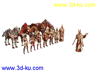3D打印模型成吉思汗角色+NPC+坐骑带指定动作霸道帖图的图片