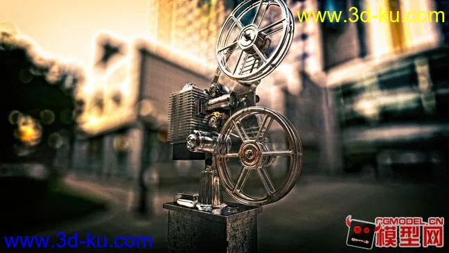 复古 电影 放映机 胶片机 （带材质贴图、环境、点击即可渲染）模型的图片1