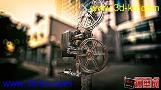 3D打印模型复古 电影 放映机 胶片机 （带材质贴图、环境、点击即可渲染）的图片