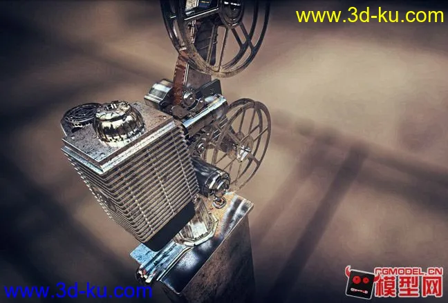 复古 电影 放映机 胶片机 （带材质贴图、环境、点击即可渲染）模型的图片3